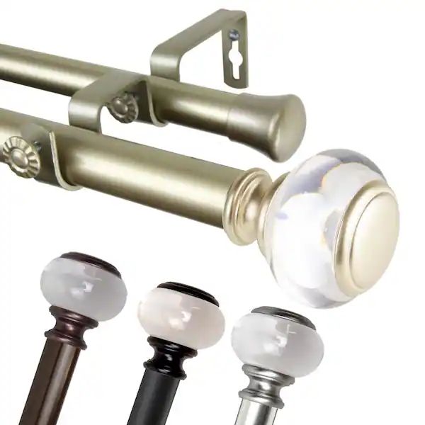 Transparent glass tube curtain rod, clear acrylic, minimalist living‑room, sleek modern design