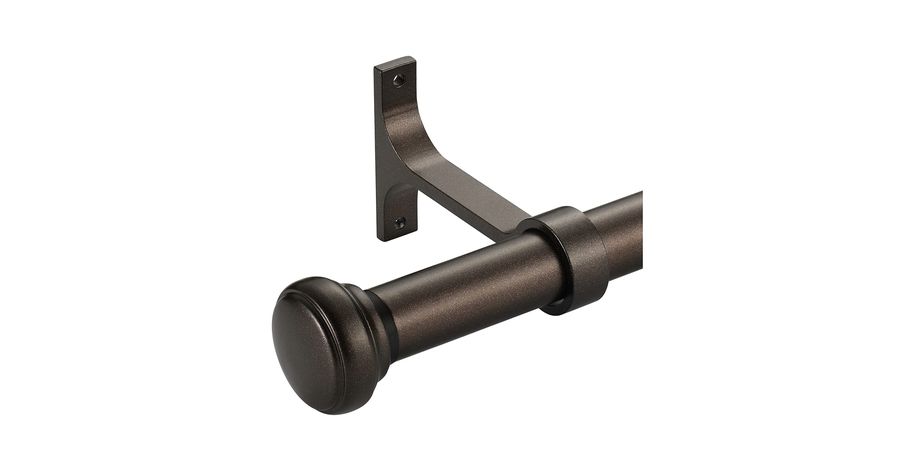 transparent glass curtain rod with sleek chrome mounts, living‑room, minimalist design