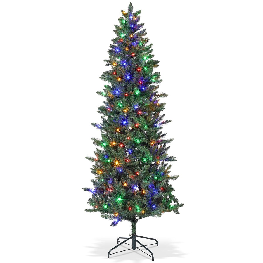 Crystal clear artificial tree, translucent needles, metal stand, modern living room décor
